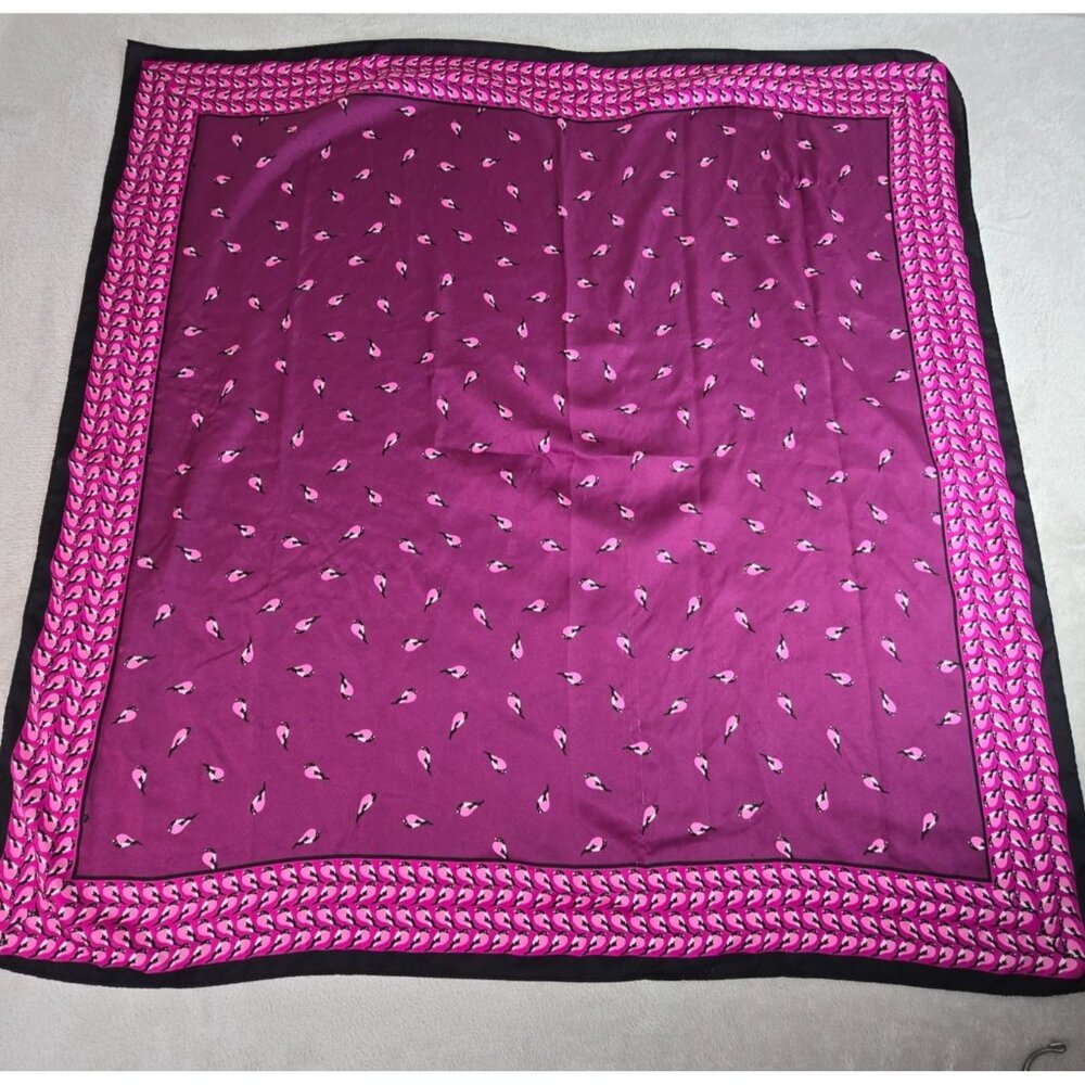 Square Scarf Women Purple Birds Magenta Whimsical Novelty Print Bold Color Pop - Picture 2 of 13